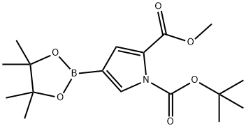 1-BOC-2-(メトキシカルボニル)ピロール-4-ボロン酸ピナコールエステル 化学構造式