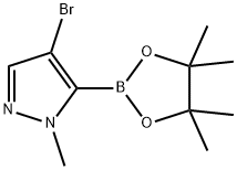 4-ブロモ-1-メチル-5-(4,4,5,5-テトラメチル-1,3,2-ジオキサボロラン-2-イル)-1H-ピラゾール 化学構造式