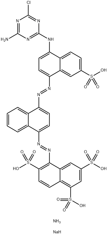 5-[[4-[[4-[(4-amino-6-chloro-1,3,5-triazin-2-yl)amino]-7-sulpho-1-naphthyl]azo]-1-naphthyl]azo]naphthalene-1,3,6-trisulphonic acid, ammonium sodium salt 结构式