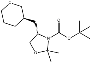 3-Oxazolidinecarboxylic acid, 2,2-diMethyl-4-[[(3R)-tetrahydro-2H-pyran-3-yl]Methyl]-, 1,1-diMethylethyl ester, (4S)- 化学構造式
