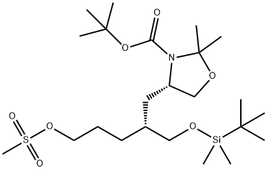 3-Oxazolidinecarboxylic acid, 4-[(2R)-2-[[[(1,1-diMethylethyl)diMethylsilyl]oxy]Methyl]-5-[(Methylsulfonyl)oxy]pentyl]-2,2-diMethyl-, 1,1-diMethylethyl ester, (4S)-