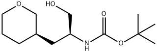 tert-butyl (S)-1-hydroxy-3-((S)-tetrahydro-2H-pyran-3-yl)propan-2-ylcarbamate 化学構造式