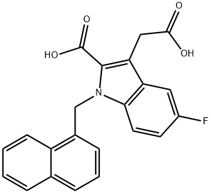 2-羧基-5-氟-1-(1-萘基甲基)-1H-吲哚-3-乙酸 结构式