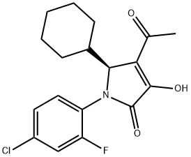 2H-Pyrrol-2-one, 4-acetyl-1-(4-chloro-2-fluorophenyl)-5-cyclohexyl-1,5-dihydro-3-hydroxy-, (5S)-,942222-78-8,结构式