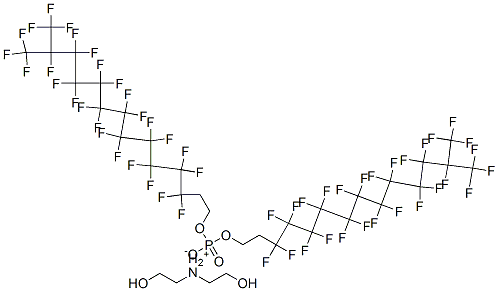 bis(2-hydroxyethyl)ammonium bis(3,3,4,4,5,5,6,6,7,7,8,8,9,9,10,10,11,11,12,12,13,14,14,14-tetracosafluoro-13-(trifluoromethyl)tetradecyl) phosphate 结构式