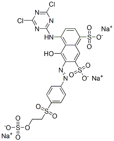 4-[(4,6-dichloro-1,3,5-triazin-2-yl)amino]-5-hydroxy-6-[[4-[[2-(sulphooxy)ethyl]sulphonyl]phenyl]azo]naphthalene-1,7-disulphonic acid, sodium salt 结构式
