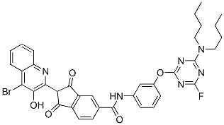 2-(4-bromo-3-hydroxy-2-quinolyl)-N-[3-[[4-(dibutylamino)-6-fluoro-1,3,5-triazin-2-yl]oxy]phenyl]-2,3-dihydro-1,3-dioxo-1H-indene-5-carboxamide Structure