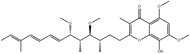 94234-27-2 2-[(3S,4S,5S,6S,7E,9E,11E)-4,6-diMethoxy-3,5,11-triMethyl-7,9,11-tridecatrienyl]-8-hydroxy-5,7-diMethoxy-3-Methyl-4H-1-benzopyran-4-one