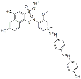 sodium 4,6-dihydroxy[[4-[[4-[(4-hydroxyphenyl)azo]phenyl]azo]-6-methoxy-p-tolyl]azo]naphthalene-2-sulphonate Structure