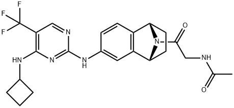 N-[2-[(1S,4R)-6-[[4-(环丁基氨基)-5-(三氟甲基)-2-嘧啶基]氨基]-1,2,3,4-四氢萘-1,4-亚氨-9-基]-2-氧代乙基]乙酰胺,942487-16-3,结构式