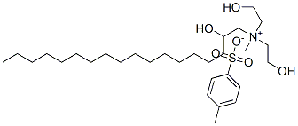 2-ヒドロキシ-N,N-ビス(2-ヒドロキシエチル)-N-メチル-1-オクタデカンアミニウム・4-メチルベンゼンスルホナート 化学構造式