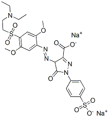 4-[[4-[[2-(diethylamino)ethyl]sulphonyl]-2,5-dimethoxyphenyl]azo]-4,5-dihydro-5-oxo-1-(4-sulphophenyl)-1H-pyrazole-3-carboxylic acid, sodium salt 结构式
