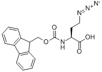 4-アジド-N-[(9H-フルオレン-9-イルメトキシ)カルボニル]-L-ホモアラニン 化学構造式