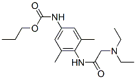 propyl N-[4-[(2-diethylaminoacetyl)amino]-3,5-dimethyl-phenyl]carbamat e Struktur