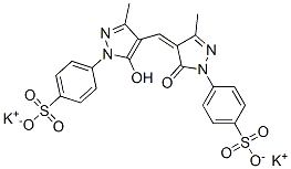 4-[[4,5-ジヒドロ-4-[[[5-ヒドロキシ-3-メチル-1-(4-ポタシオオキシスルホニルフェニル)-1H-ピラゾール]-4-イル]メチレン]-3-メチル-5-オキソ-1H-ピラゾール]-1-イル]ベンゼンスルホン酸カリウム 化学構造式