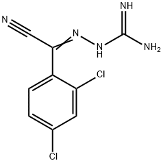 2-[シアノ(2,4-ジクロロフェニル)メチレン]ヒドラジンカルボイミドアミド 化学構造式
