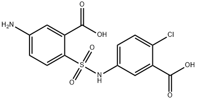 5-アミノ-2-[[(3-カルボキシ-4-クロロフェニル)アミノ]スルホニル]安息香酸 化学構造式