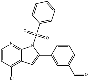 Benzaldehyde, 3-[4-broMo-1-(phenylsulfonyl)-1H-pyrrolo[2,3-b]pyridin-2-yl]- Structure