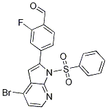 Benzaldehyde, 4-[4-broMo-1-(phenylsulfonyl)-1H-pyrrolo[2,3-b]pyridin-2-yl]-2-fluoro- Structure