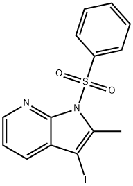 3-碘-2-甲基-1-(苯基磺酰基)-1H-吡咯并[2,3-B]吡啶,943324-07-0,结构式