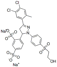 4-[[3-(4,5-ジクロロ-2-メチルフェニル)-4,5-ジヒドロ-1-[4-[(2-ヒドロキシエチル)スルホニル]フェニル]-1H-ピラゾール]-5-イル]-1,3-ベンゼンジスルホン酸ジナトリウム 化学構造式