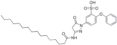 5-[[4,5-ジヒドロ-5-オキソ-3-(1-オキソヘキサデシルアミノ)-1H-ピラゾール]-1-イル]-2-フェノキシベンゼンスルホン酸 化学構造式