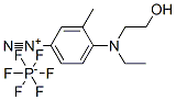 4-[エチル(2-ヒドロキシエチル)アミノ]-3-メチルベンゼンジアゾニウム・ヘキサフルオロホスファート 化学構造式