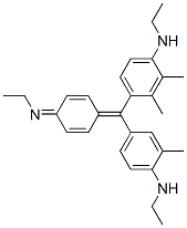 N-ethyl-4-[[4-(ethylamino)-m-tolyl][4-(ethylimino)-2,5-cyclohexadien-1-ylidene]methyl]-2,3-xylidine Struktur