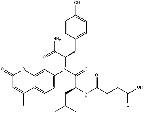 N-琥珀酰基-亮氨酰-酪氨酸-7-胺基-4-甲基香豆素 结构式
