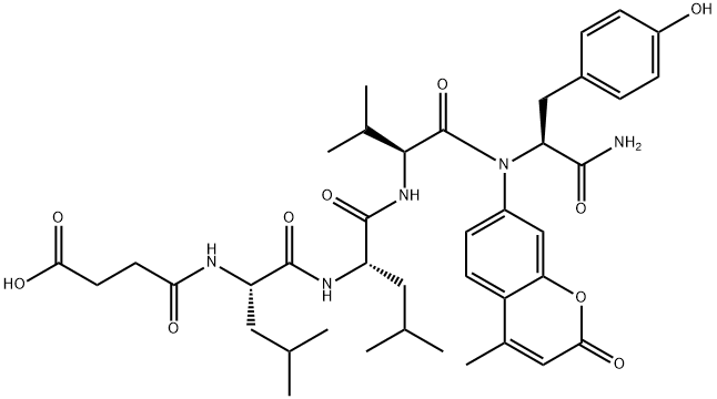 N-スクシニル-LEU-LEU-VAL-TYR-7-アミド-4-メチルクマリン 化学構造式