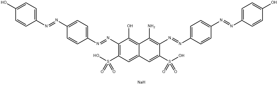 4-アミノ-5-ヒドロキシ-3,6-ビス[4-(4-ヒドロキシフェニルアゾ)フェニルアゾ]-2,7-ナフタレンジスルホン酸ジナトリウム 化学構造式