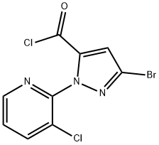 5-Bromo-2-(3-chloro-pyridin-2-yl)-2H-pyrazole-3-carbonyl chloride Struktur