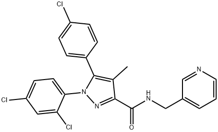 5-(4-Chlorophenyl)-1-(2,4-dichlorophenyl)-4-methyl-N-(3-pyridinylmethyl)-1H-pyrazole-3-carboxamide, 944154-76-1, 结构式