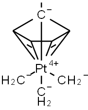 (三甲基)甲基环戊二烯合铂(IV) 结构式