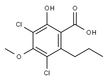 3,5-dichloro-2-hydroxy-4-methoxy-6-propyl-benzoic acid 结构式