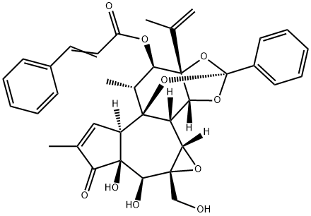 12β-[(1-オキソ-3-フェニル-2-プロペニル)オキシ]ダフネトキシン 化学構造式