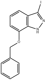 7-(ベンジルオキシ)-3-ヨード-1H-インダゾール 化学構造式