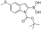 1H-Indole-1-carboxylic acid, 2-borono-5-(methylthio)-, 1-(1,1-dimethylethyl) ester Structure