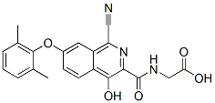Glycine,  N-[[1-cyano-7-(2,6-dimethylphenoxy)-4-hydroxy-3-isoquinolinyl]carbonyl]- Struktur