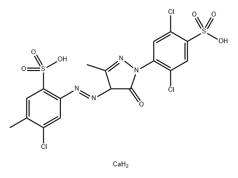 4-氯-2-[[1-(2,5-二氯-4-磺基苯基)-4,5-二氢-3-甲基-5-氧代-1H-吡唑-4-基]偶氮]-5-甲基-苯磺酸钙盐 结构式