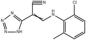 (E)-3-(2-chloro-6-methylanilino)-2-(1H-1,2,3,4-tetraazol-5-yl)-2-propenenitrile Struktur