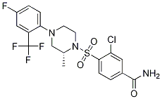 BenzaMide, 3-chloro-4-[[(2R)-4-[4-fluoro-2-(trifluoroMethyl)phenyl]-2-Methyl-1-piperazinyl]sulfonyl]- Struktur