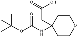 {4-[(TERT-ブチルトキシカルボニル)アミノ]テトラヒドロ-2H-ピラン-4-イル}酢酸 化学構造式