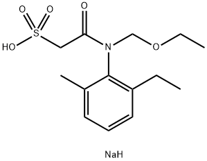 Acetochlor  ethanesulfonic  acid  sodium  salt,  2-[(Ethoxymethyl)(2-ethyl-6-methylphenyl)  amino]-2-oxo-ethanesulfonic  acid  sodium  salt Structure