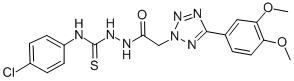 2H-Tetrazole-2-acetic acid, 5-(3,4-dimethoxyphenyl)-, 2-(((4-chlorophe nyl)amino)thioxomethyl)hydrazide Structure