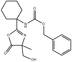 Carbamic  acid,  N-[1-[4,5-dihydro-4-(hydroxymethyl)-4-methyl-5-oxo-2-oxazolyl]cyclohexyl]-,  phenylmethyl  ester Structure