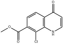 8-クロロ-4-オキソ-1,4-ジヒドロキノリン-7-カルボン酸メチル 化学構造式