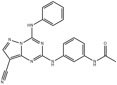 AcetaMide, N-[3-[[8-cyano-4-(phenylaMino)pyrazolo[1,5-a]-1,3,5-triazin-2-yl]aMino]phenyl]- Struktur