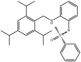 (R)-N-[2-(2,4,6-Triisopropylbenzylamino)-phenyl]-S-methyl-S-phenylsulfoximin Struktur