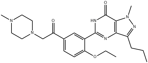 5-[2-乙氧基-5-[2-(4-甲基-1-哌嗪基)乙酰氨基]苯基]-1,6-二氢-1-甲基-3-丙基-7H-吡唑-[4,3-E]嘧啶-7-酮, 949091-38-7, 结构式